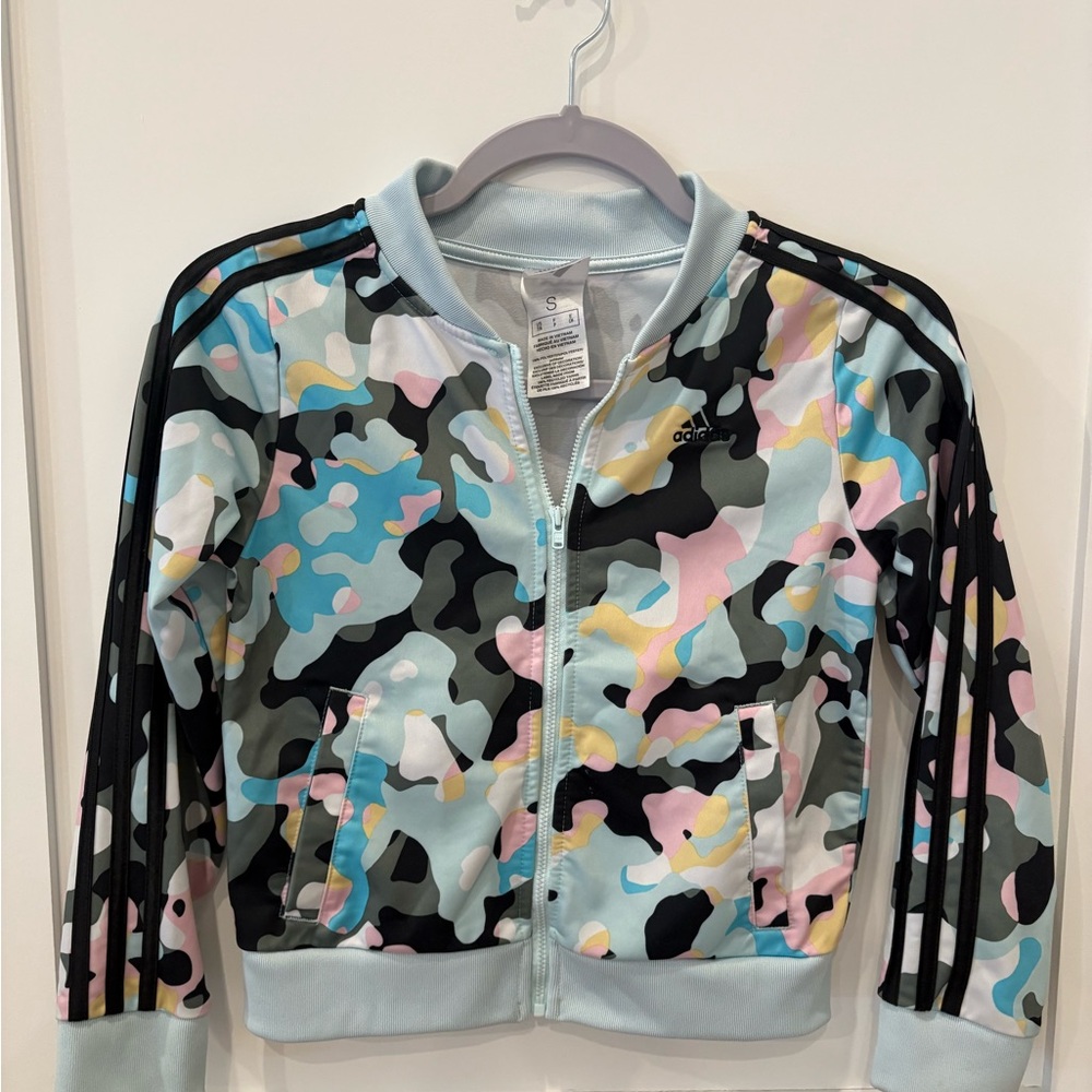 Girls Adidas camo zip up